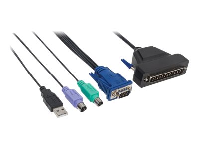 Intellinet 1-Port VGA-Kabel für KVM-Konsole, Zur Verwendung mit Intellinet Rackmount-Konsolen 508032 oder 507981, enthält PS/2-, USB- und VGA-Stecker - Tastatur- / Video- / Maus- (KVM-)
