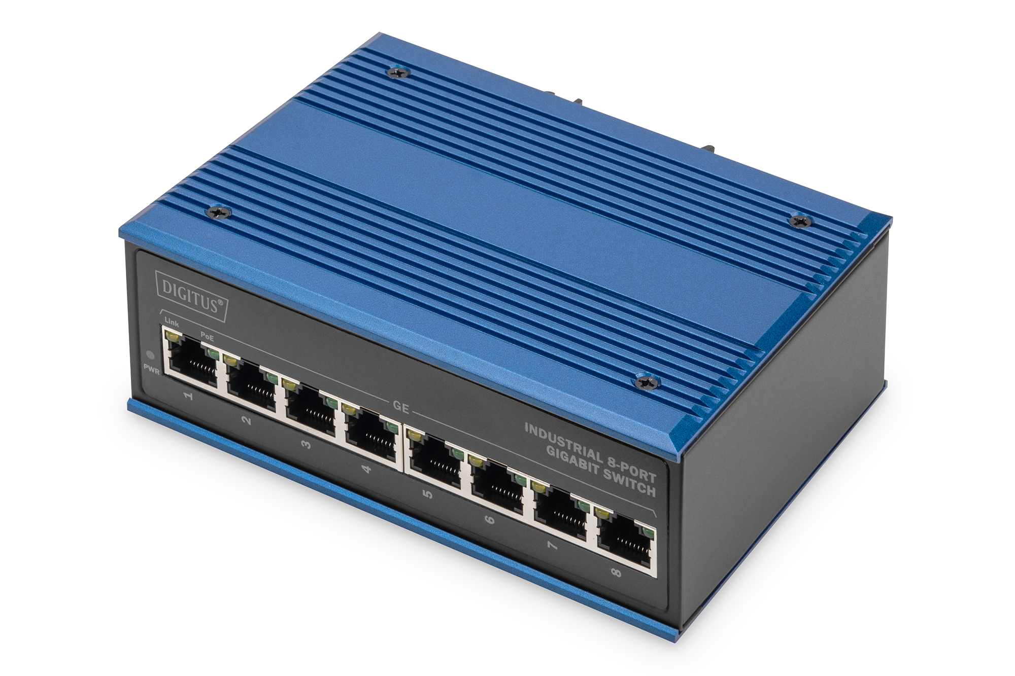 DIGITUS 8 Port Gigabit Ethernet Netzwerk PoE Switch, Industrial, Unmanaged