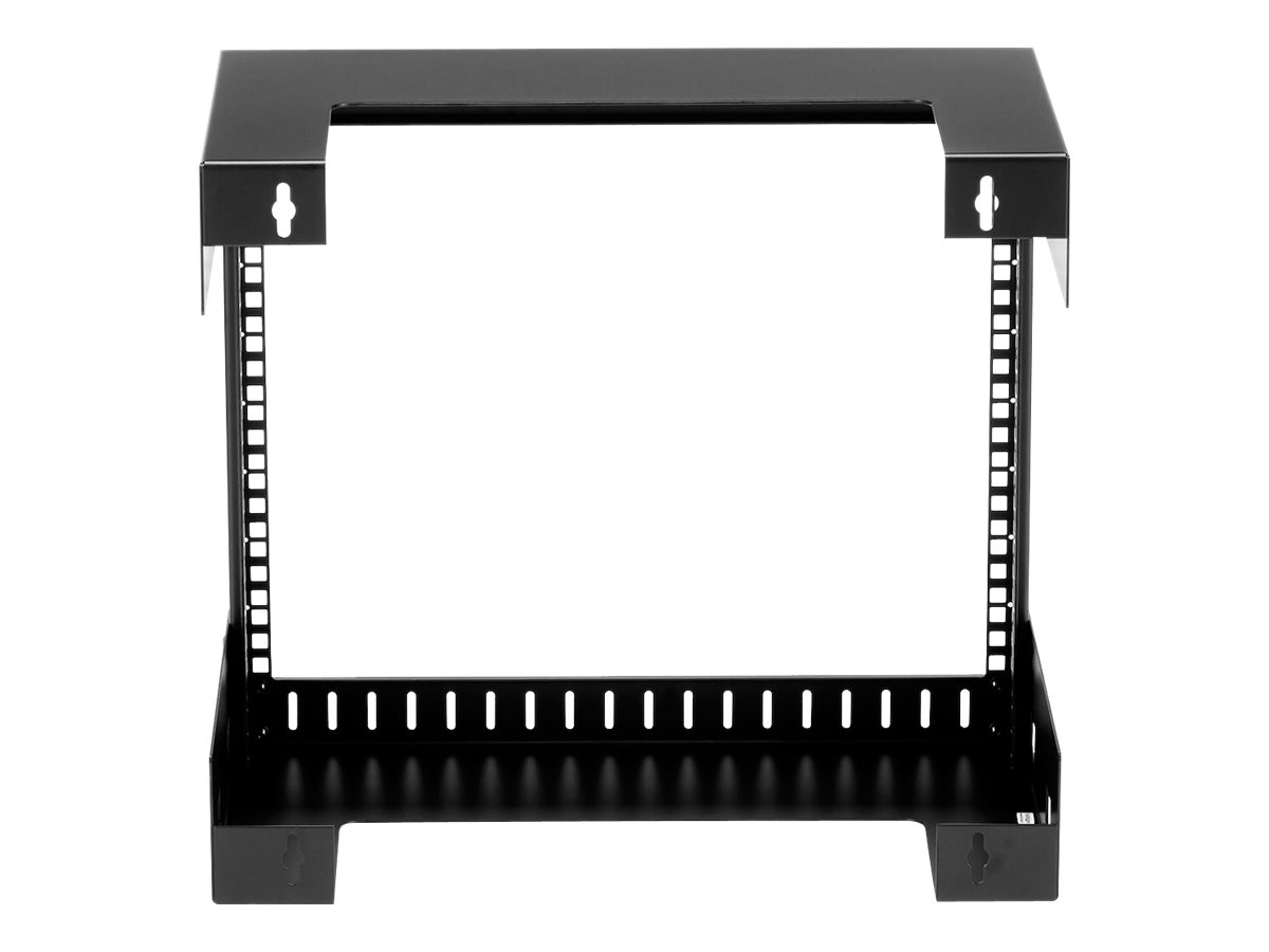 StarTech.com 8U 19" Wall Mount Network Rack - 12" Deep 2 Post Open Frame Server Room Rack for Data/AV/IT/Computer Equipment/Patch Panel with Cage Nuts & Screws 135lb Capacity, Black (RK812WALLO)