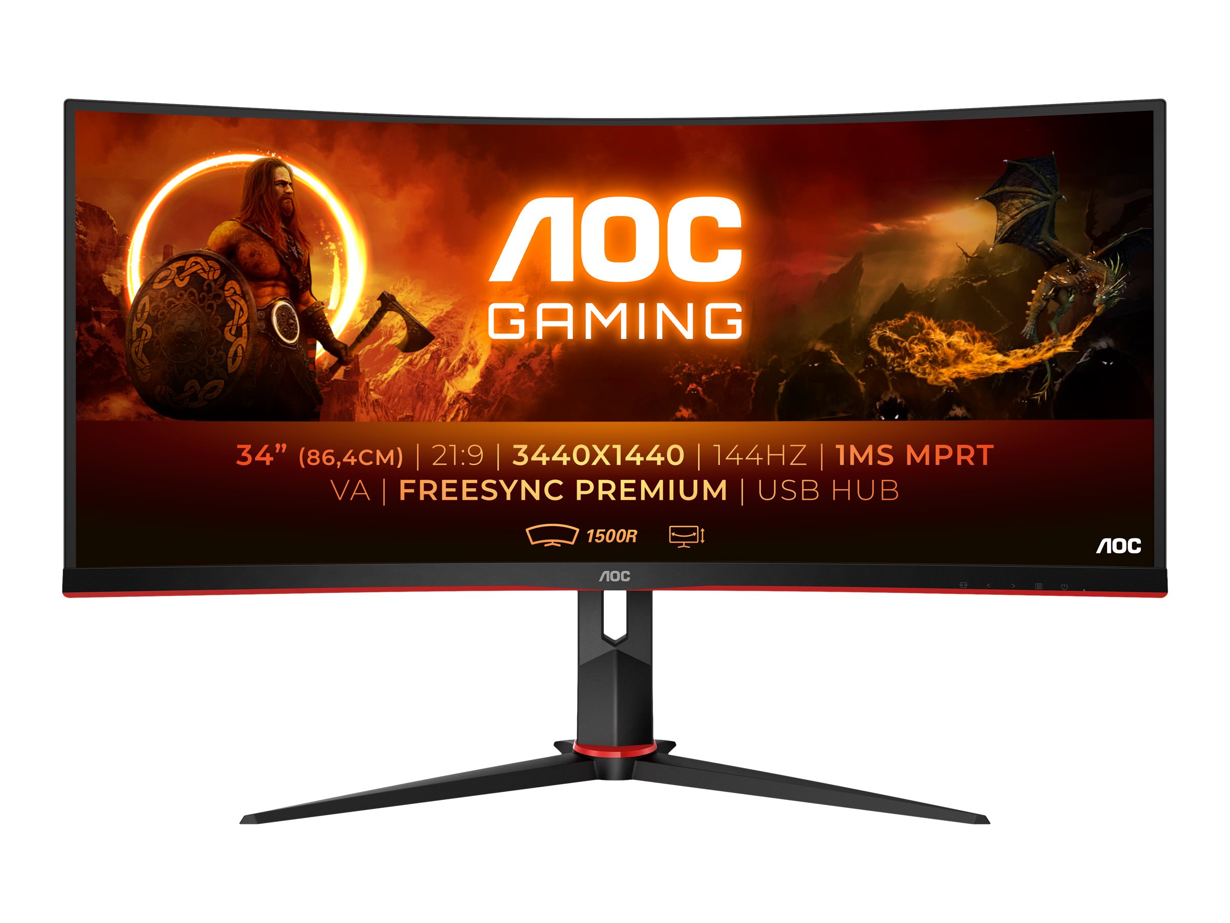 AOC Gaming CU34G2X/BK - G2 Series - LED-Monitor - Gaming - gebogen - 86 cm (34")
