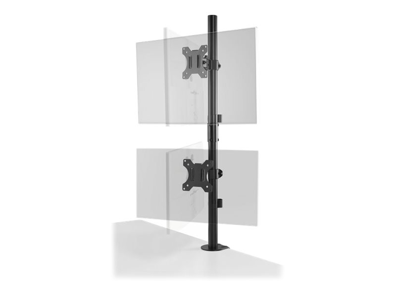 Kensington Befestigungskit (Stange, Doppelarm, 2 VESA-Platten, C-Halterung 10 - 88 mm, Tüllenmontage 10 - 88 mm) - full-motion - für 2 LCD-/Plasma-Konsolen - vertikale Stapelung - Stahl - Schwarz - Bildschirmgröße: 33-81.3 cm (13"-32")