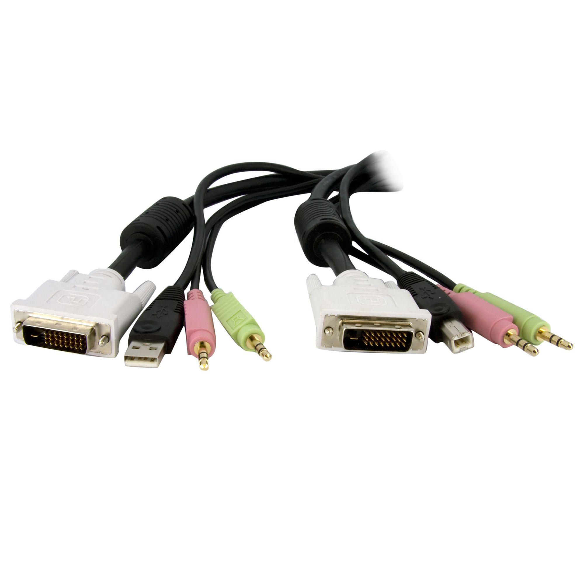 StarTech.com 1,8 m 4-in-1 USB Dual Link DVI-D KVM-Switchkabel mit Audio und Mikrofon - Tastatur- / Video- / Maus- / Audio-Kabel - USB, mini-phone stereo 3.5 mm, DVI-D (M)