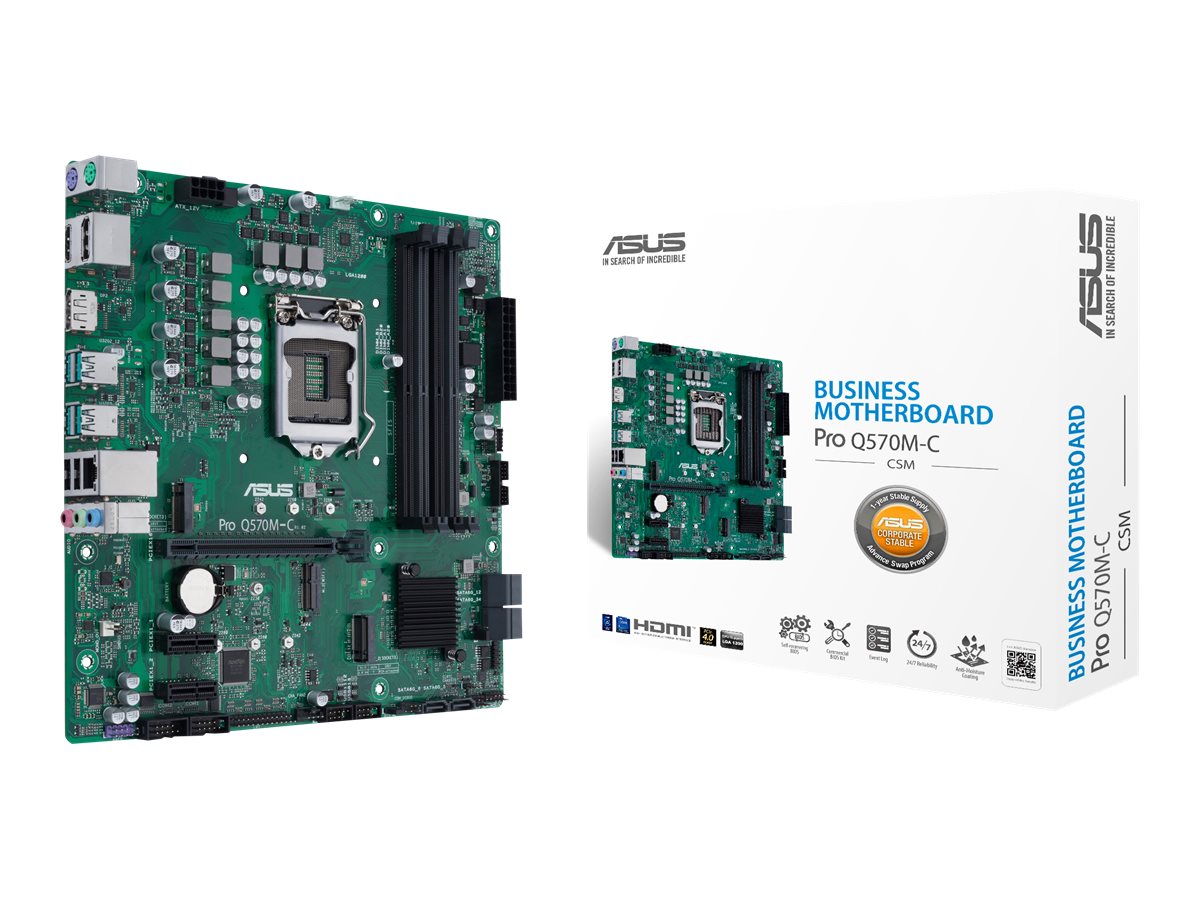ASUS Pro Q570M-C/CSM - Motherboard - micro ATX - LGA1200-Sockel - Q570 Chipsatz - USB-C Gen1, USB 3.2 Gen 1, USB 3.2 Gen 2 - Gigabit LAN - Onboard-Grafik (CPU erforderlich)