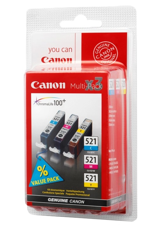 Canon CLI-521 C/M/Y Multi pack - 3er-Pack - Gelb, Cyan, Magenta