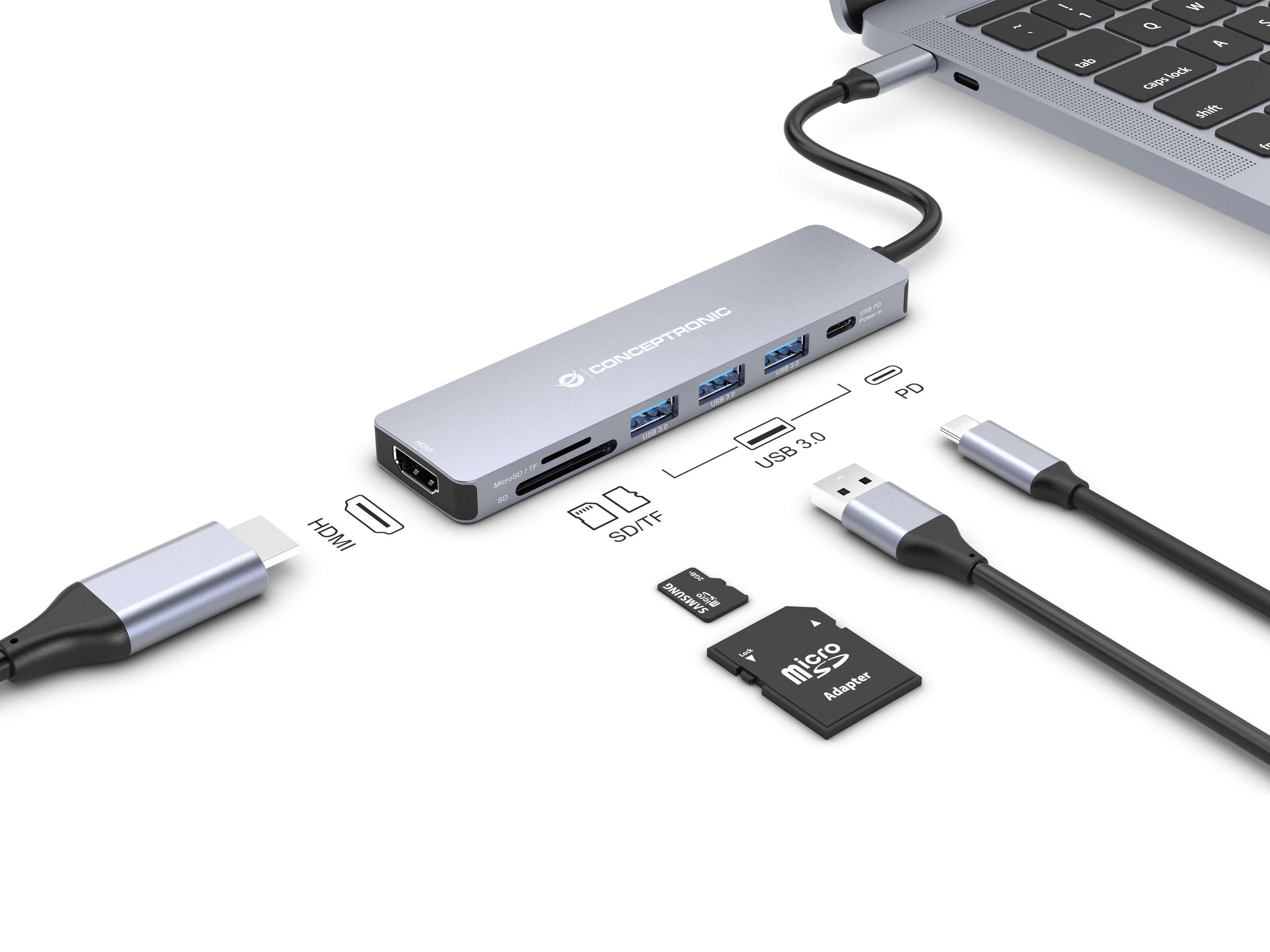 DONN18G 3-in-1 USB 3.2 Gen 1 Docking Station, HDMI, USB 3.0, 100W USB PD -  Conceptronic