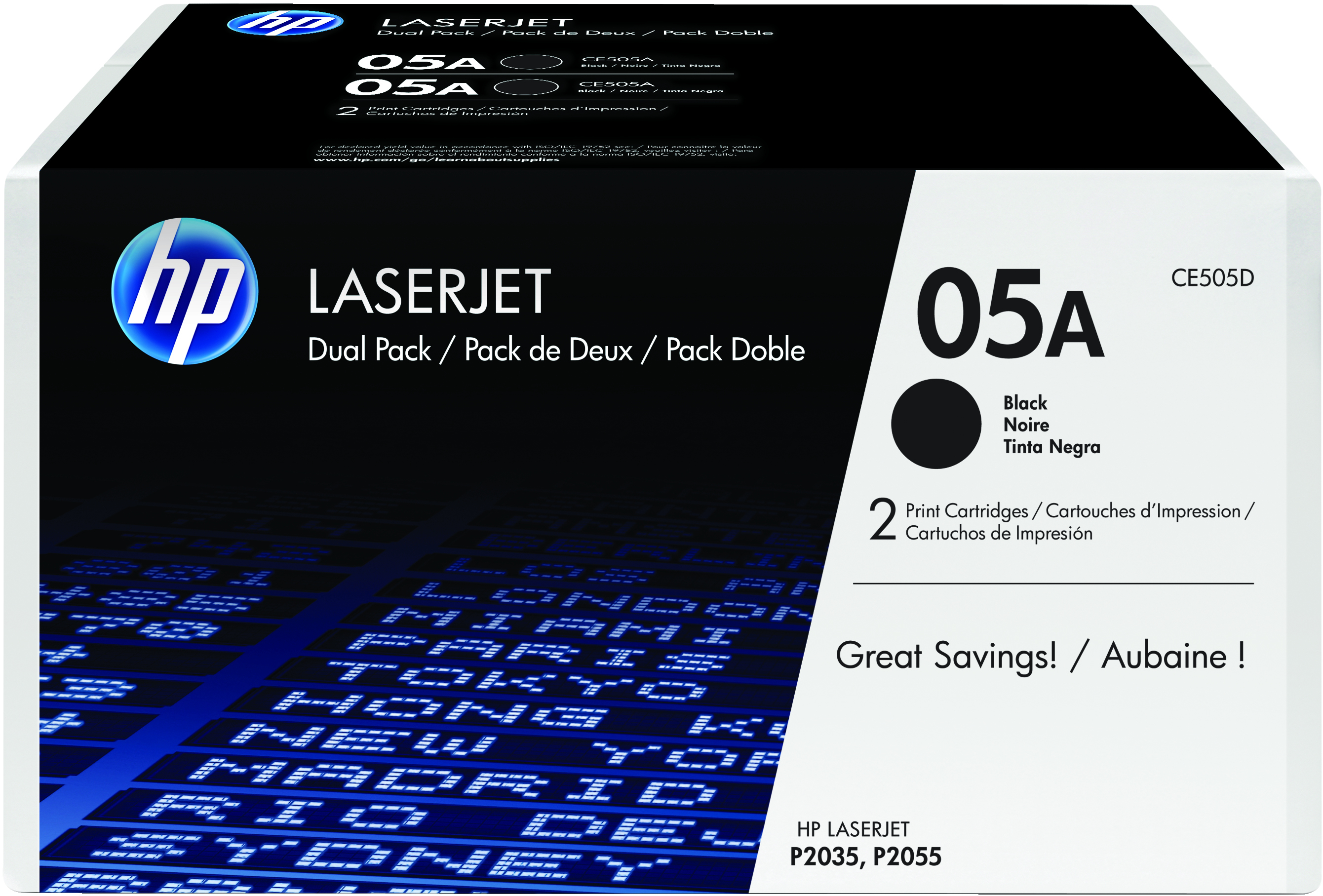 HP 05A - 2er-Pack - Schwarz - Original - LaserJet - Tonerpatrone (CE505D)