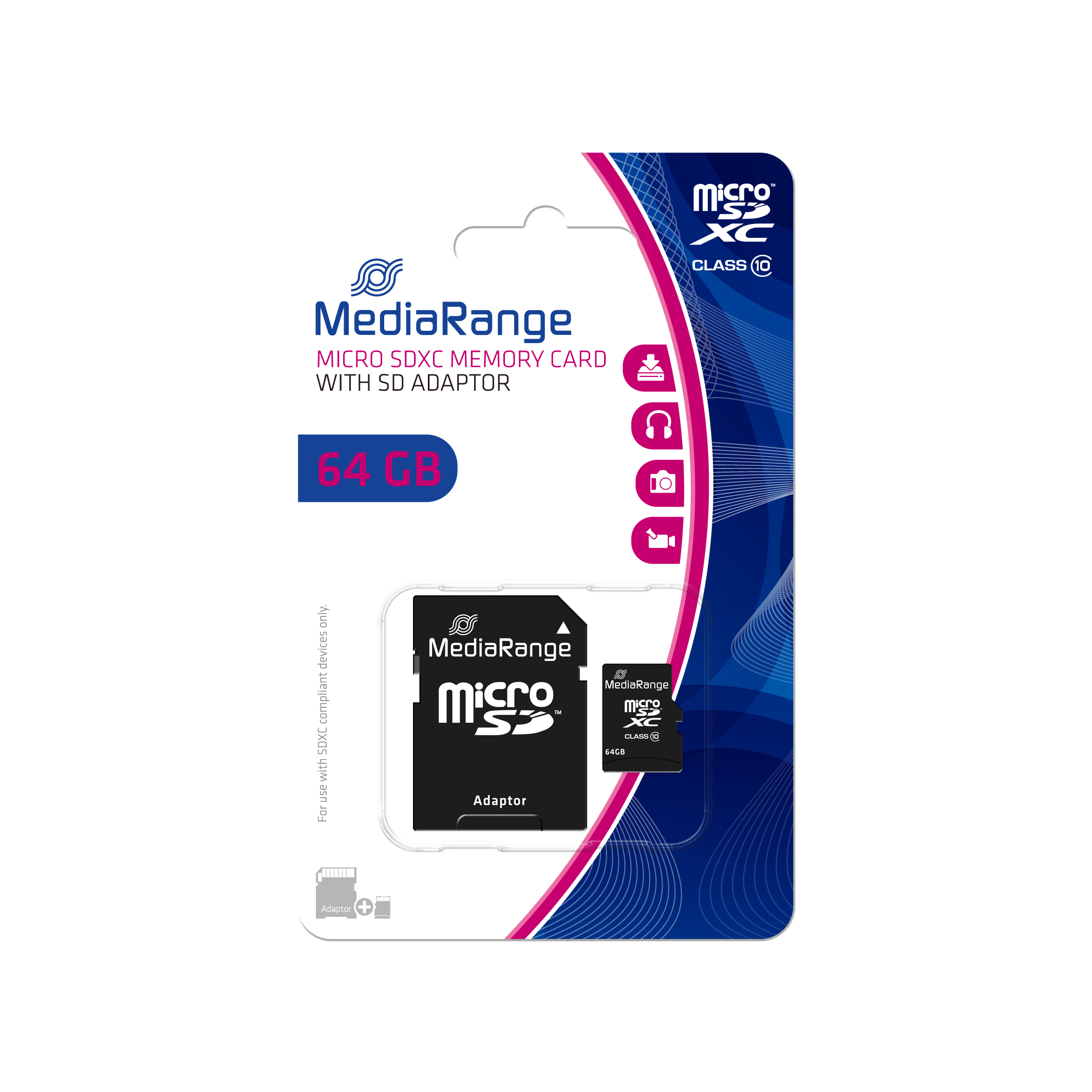 MEDIARANGE Flash-Speicherkarte (microSDXC-an-SD-Adapter inbegriffen)