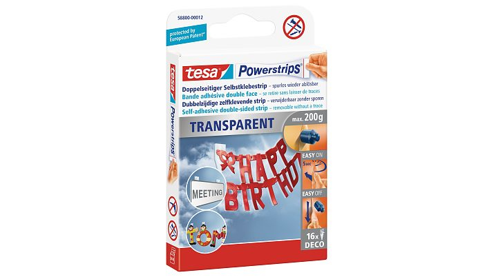 Tesa Powerstrips Transparent DECO - Montage-Etikett - Weiß - Indoor - 16 Stück(e)