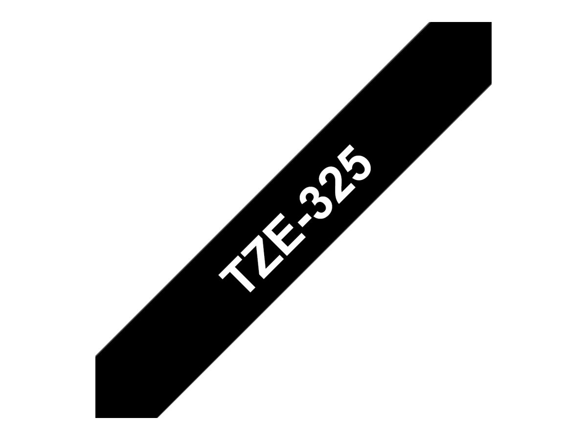Brother TZe-325 - Selbstklebend - Weiß auf Schwarz - Rolle (0,9 cm x 8 m)