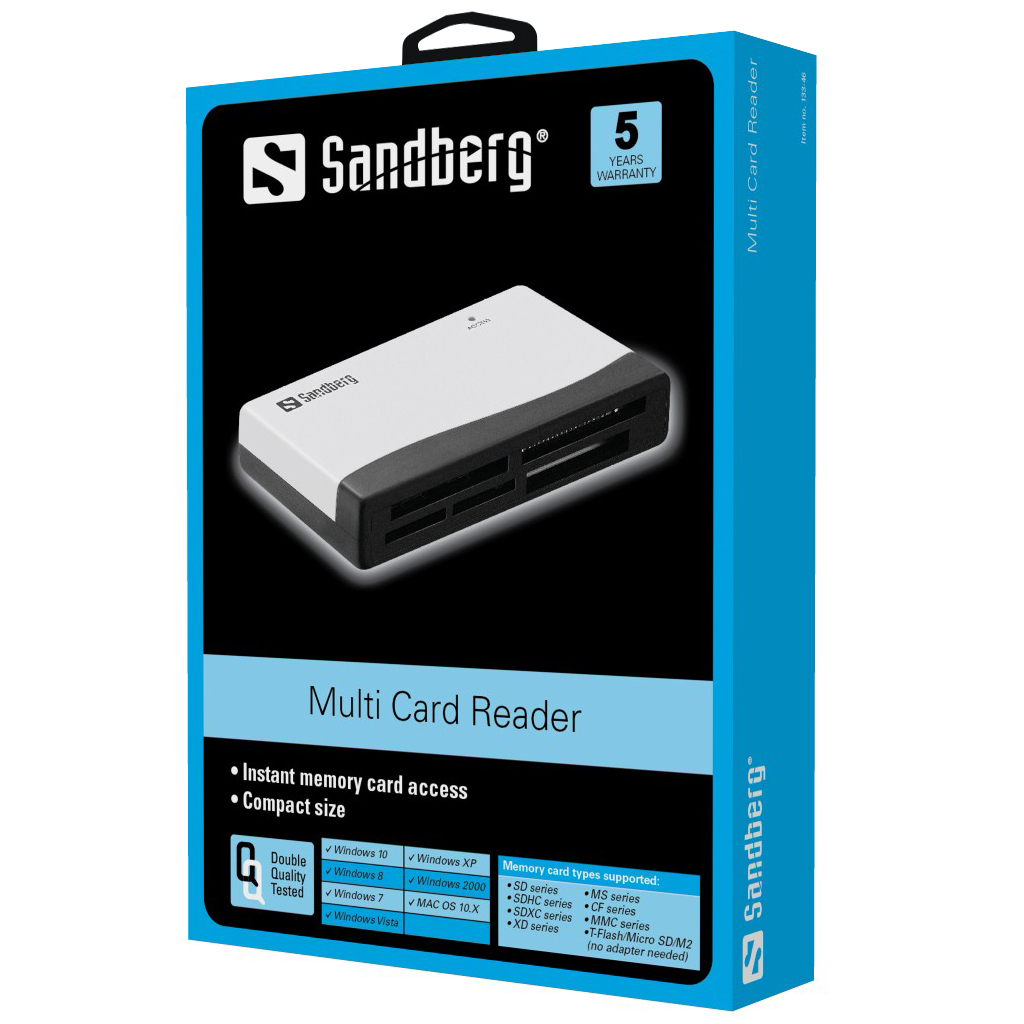 SANDBERG Multi Card Reader - Kartenleser (MS, MMC, SD, xD, CF, TransFlash, microSD, SDHC, MS Micro)