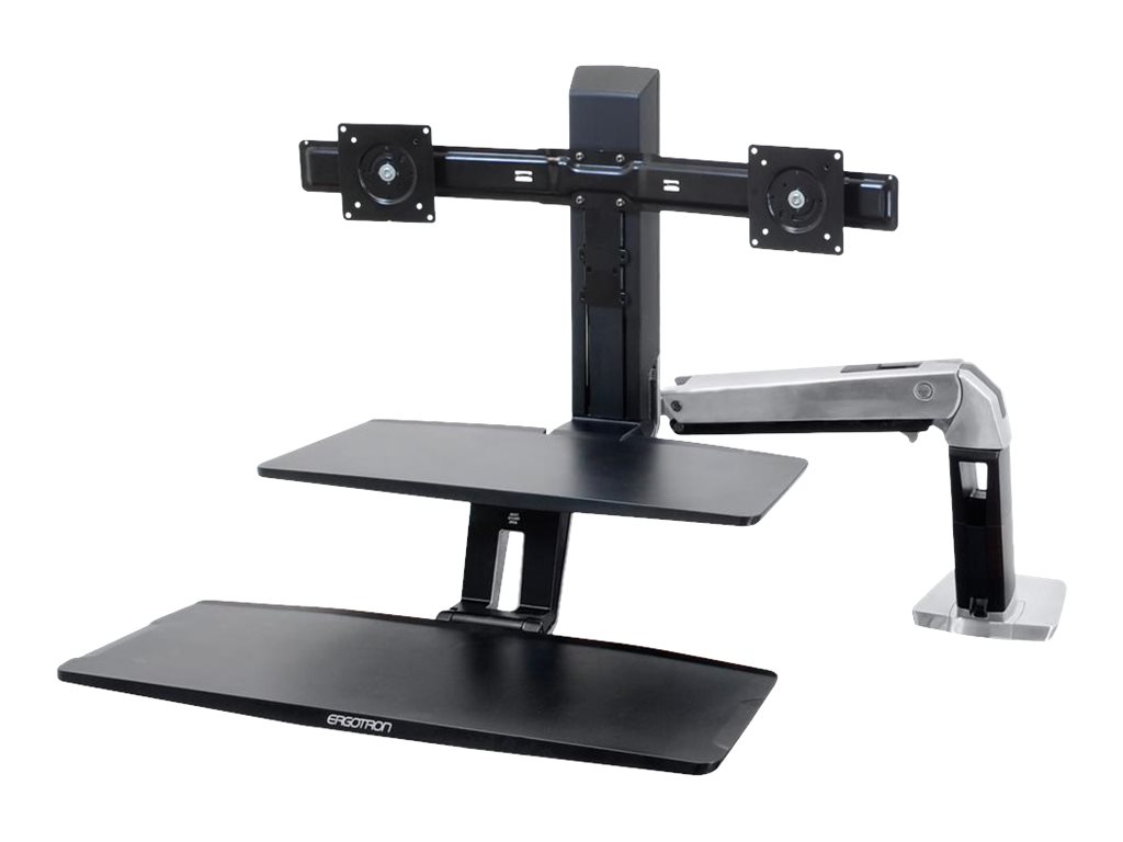 Ergotron WorkFit-A Dual Workstation with Suspended Keyboard Standing Desk - Befestigungskit (Spannbefestigung für Tisch, Pivot, Flexibler Arm, Tastatur-Tablett, Arbeitsoberfläche, Hubarm, Halterung für Tastaturablage)