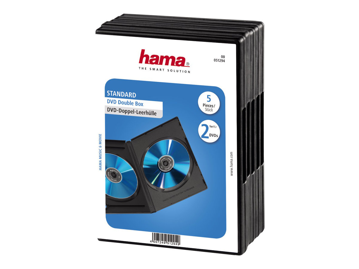 Hama DVD Jewel Case - Kapazität: 2 DVD - Schwarz (Packung mit 5)