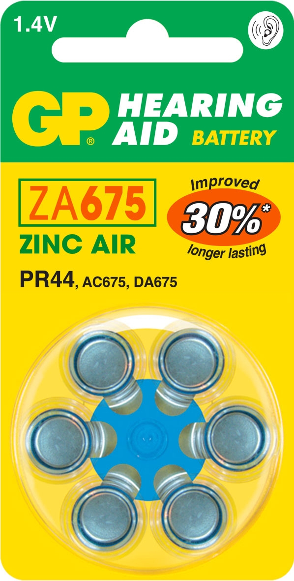 GP Battery Hearing Aid ZA675 - Einwegbatterie - PR44 - Zink-Luft - 1,4 V - 6 Stück(e) - 5,4 mm