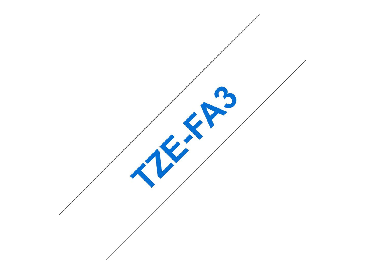 Brother TZe-FA3 - Gewebe - Klebstoff - blau auf weiß - Rolle (1,2 cm x 3 m)