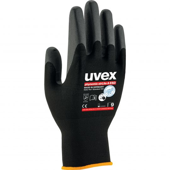UVEX Arbeitsschutz 60038 - Werkstatthandschuhe - Schwarz - Erwachsener - Erwachsener - Unisex - Schutz vor elektrostatischer Entladung (ESD)