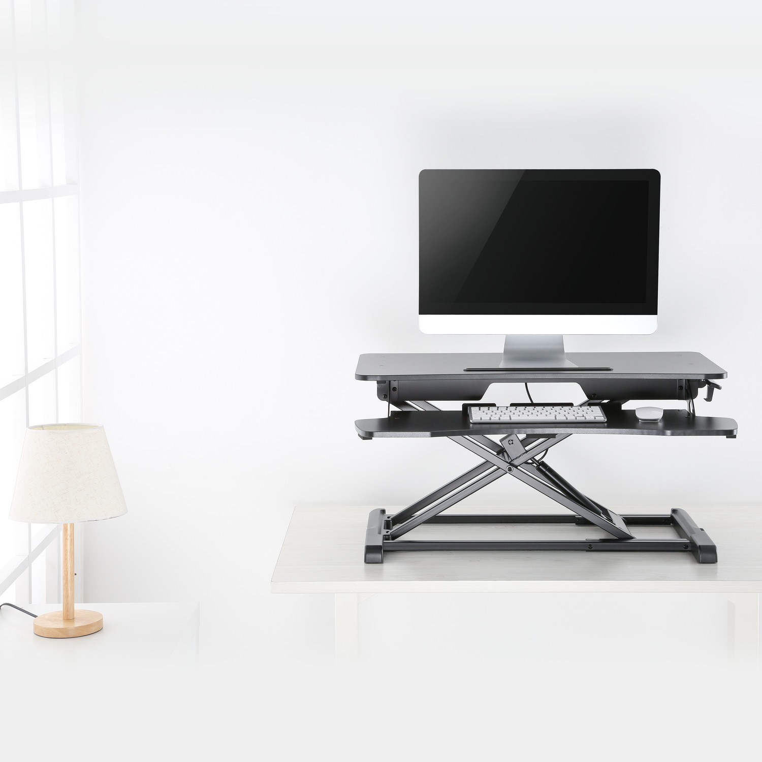 V7 Essential-Workstation-Tischständer mit Sitz-/Stehfunktion