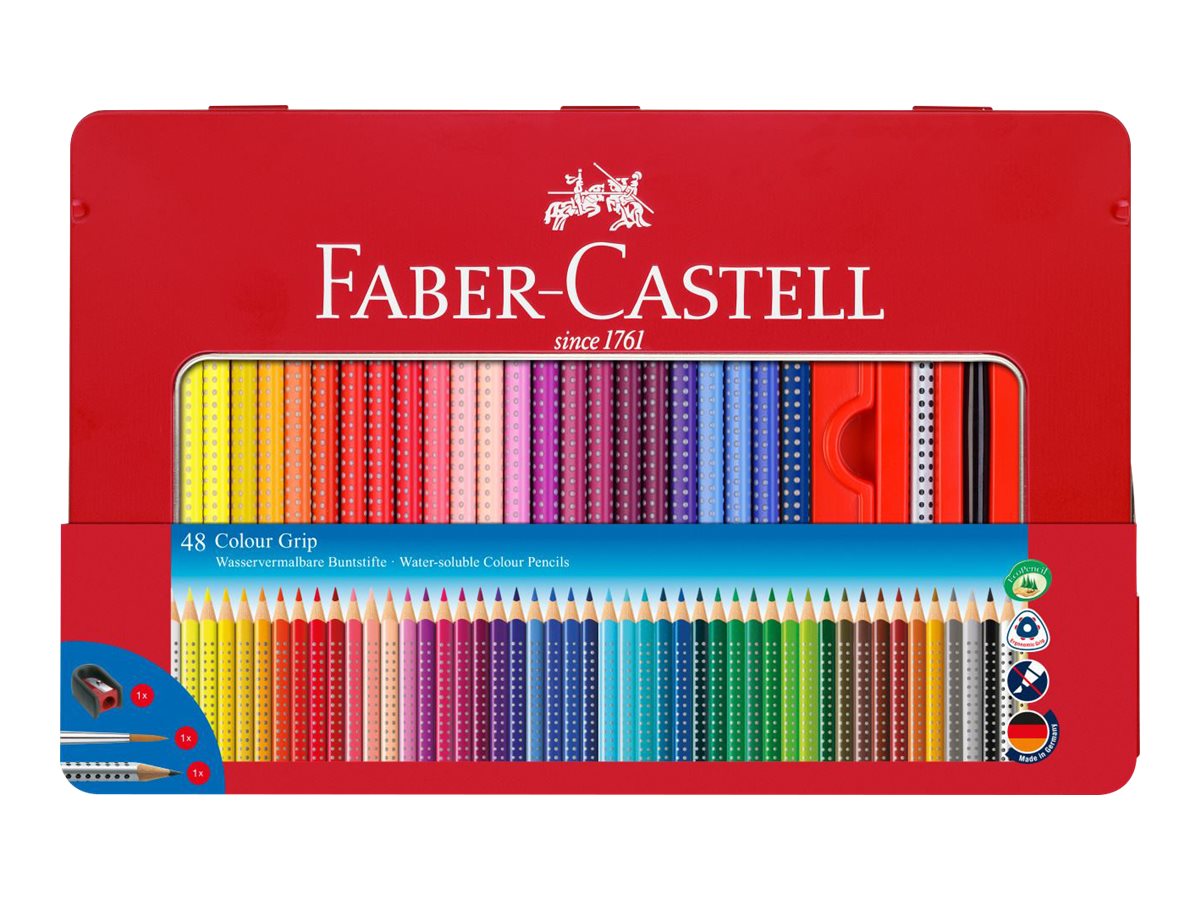 FABER-CASTELL Colour GRIP - Farbstift - nicht dauerhaft - ausgewählte leuchtende Farben (Packung mit 48)