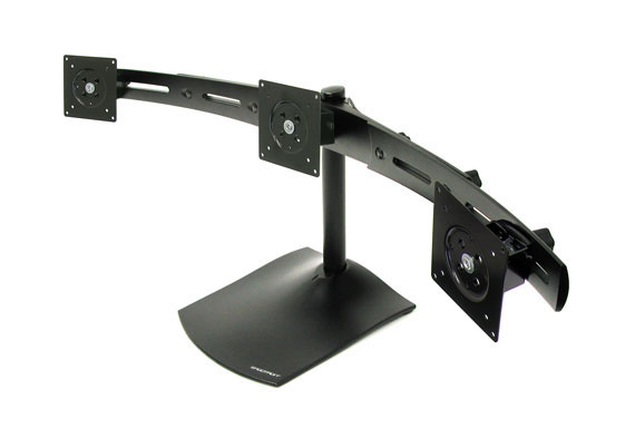 Ergotron DS100 Triple-Monitor Desk Stand - Aufstellung - für 3 LCD-Anzeigen - Aluminium, Stahl - Schwarz - Bildschirmgröße: bis zu 53,3 cm (bis zu 21 Zoll)