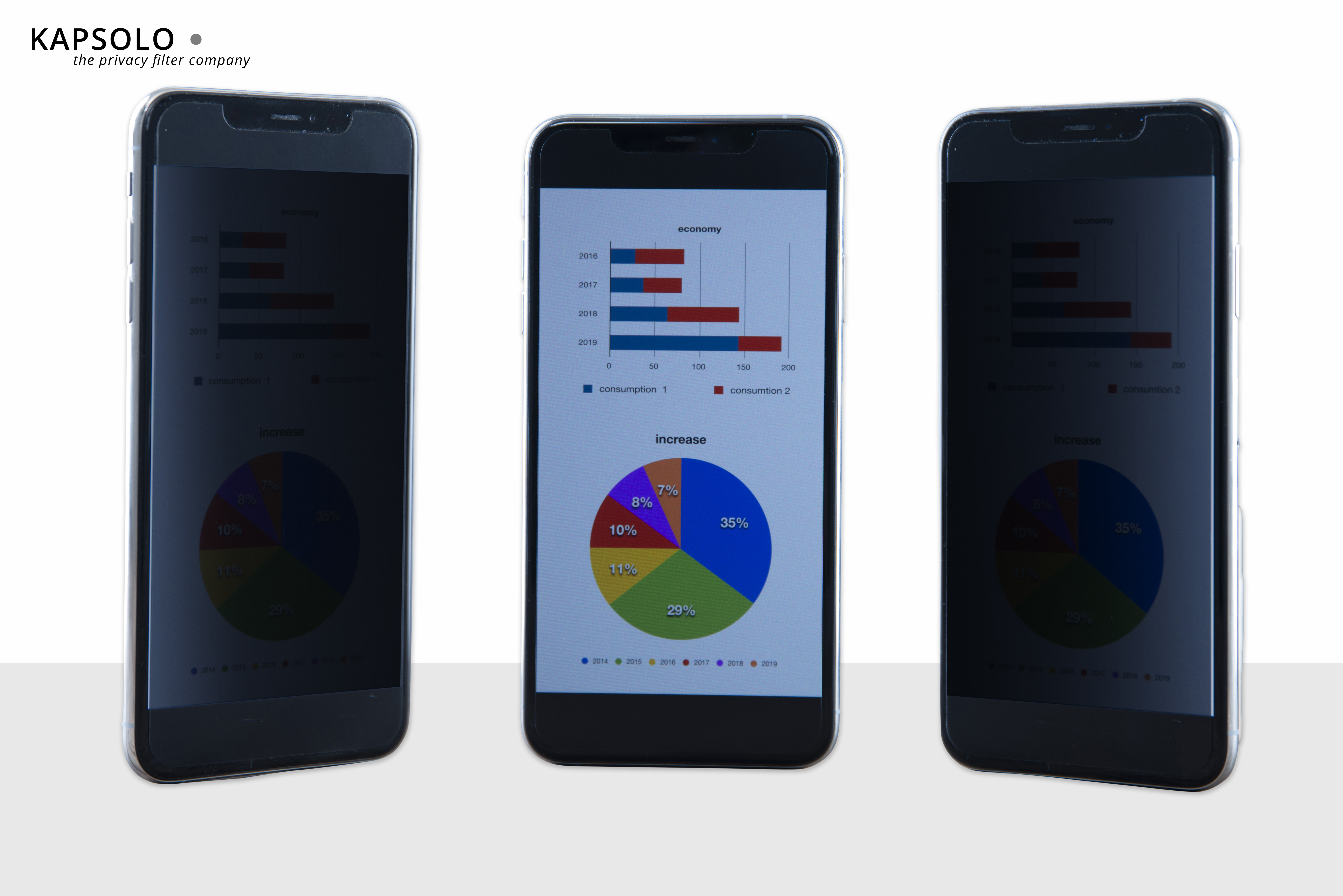 KAPSOLO 2-wege Blickschutzfilter selbsklebend für HTC U12 Life - Smartphone - Rahmenloser Display-Privatsphärenfilter - Transparent - Privatsphäre - 63% - Deutschland