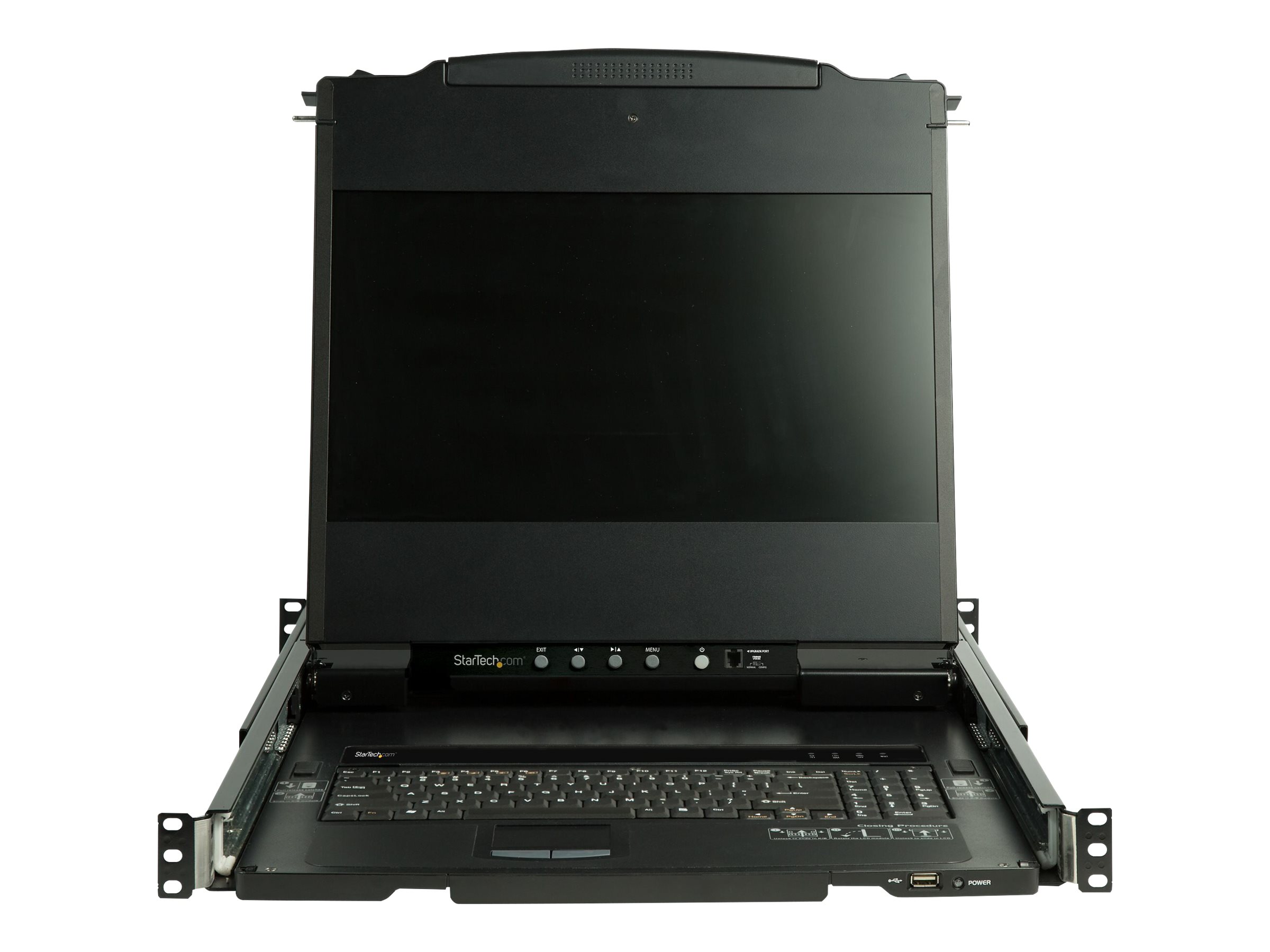 StarTech.com Rack KVM Konsole HD 1080p - US Tastatur(QWERTY), Ein Port DVI/VGA KVM mit 17" LCD Monitor - 1HE LCD KVM Konsolenschublade mit Kabeln - USB Unterstützung - 44.230 MTBF (RKCOND17HD)