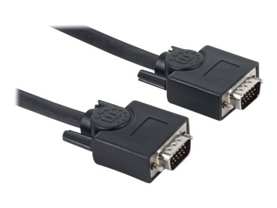 Manhattan VGA Monitor Cable, 10m, Black, Male to Male, HD15, Cable of higher SVGA Specification (fully compatible)