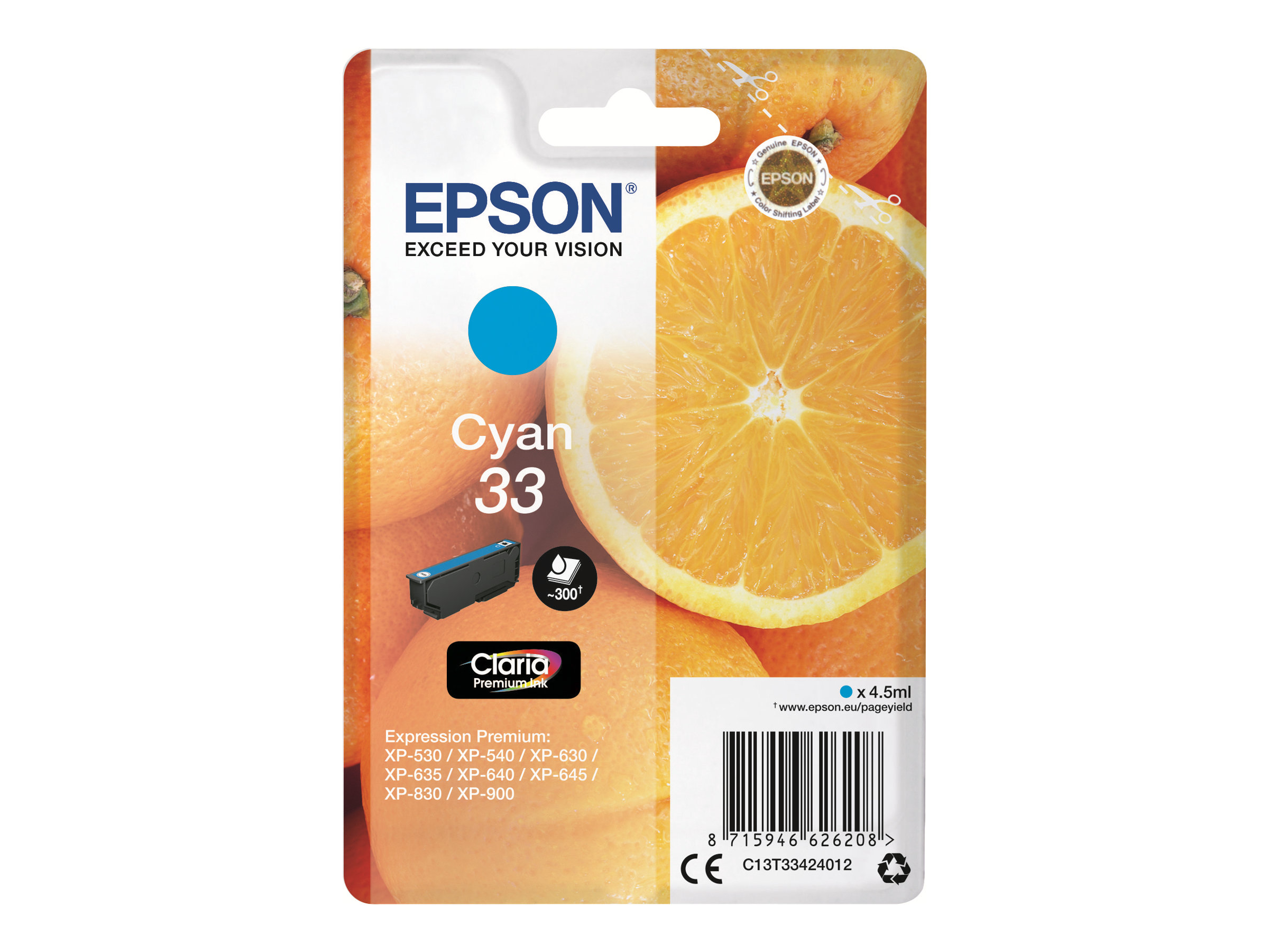 Epson 33 - 4.5 ml - Cyan - Original - Blister mit RF- / aktustischem Alarmsignal