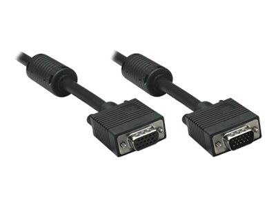 Manhattan VGA Extension Cable (with Ferrite Cores), 1.8m, Black, Male to Female, HD15, Cable of higher SVGA Specification (fully compatible)