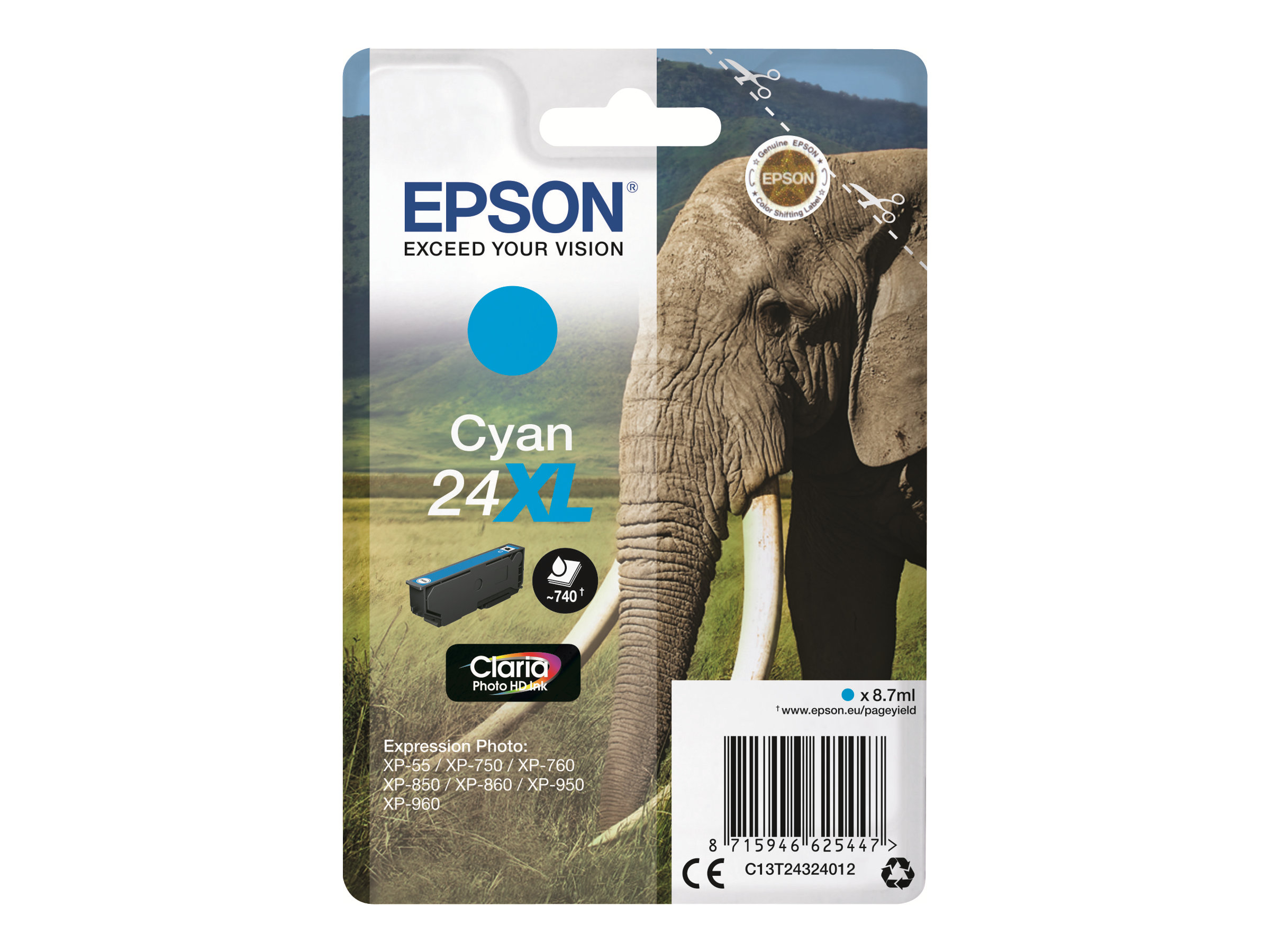 Epson 24XL - 8.7 ml - XL - Cyan - Original - Tintenpatrone