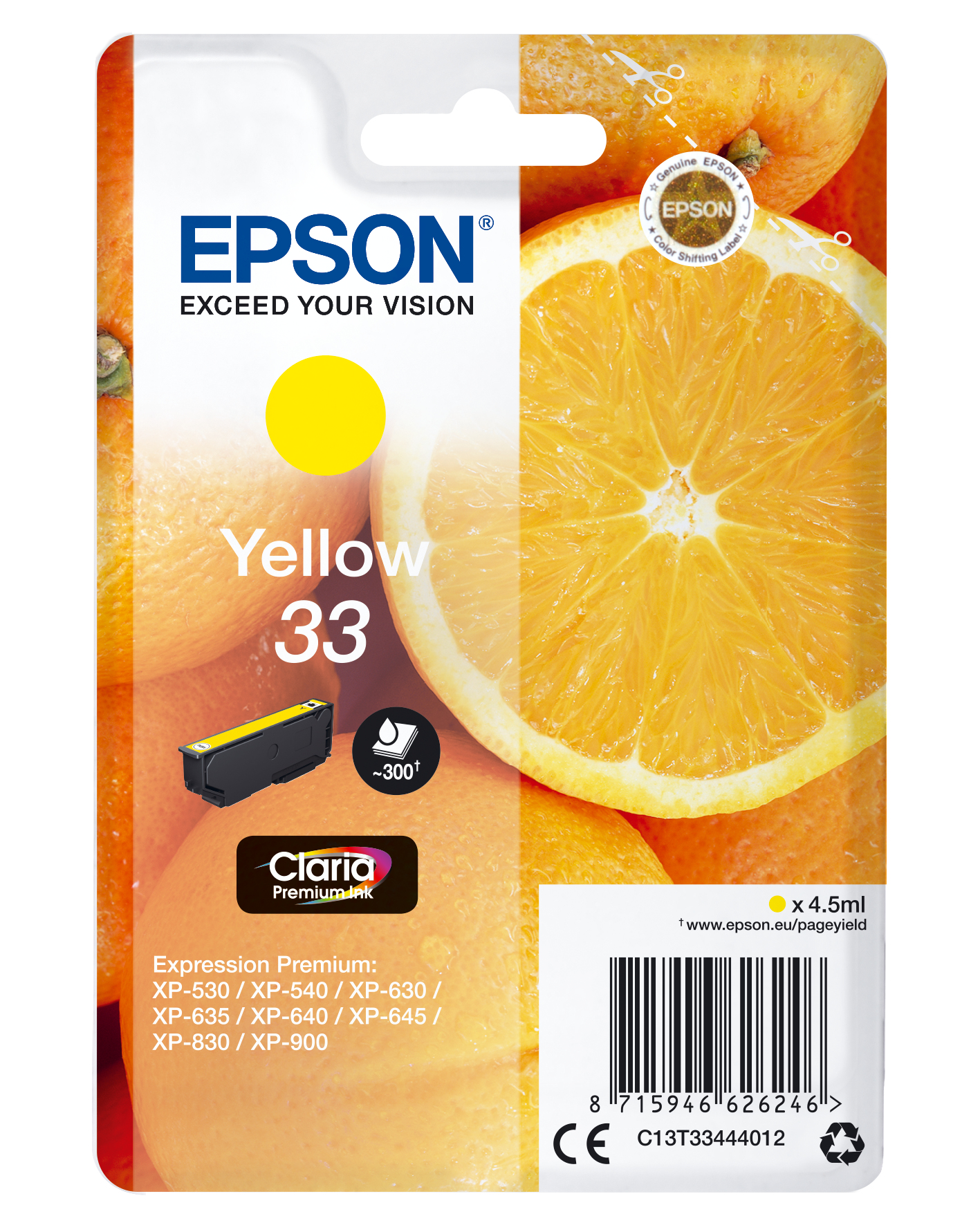 Epson 33 - 4.5 ml - Gelb - Original - Blister mit RF- / aktustischem Alarmsignal