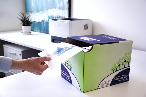 Fellowes BANKERS BOX Recycling-Behälter, klein, grün/blau aus 100% recyceltem Karton, FSC-zertifiziert, FastFold, - 5 Stück (8049301)