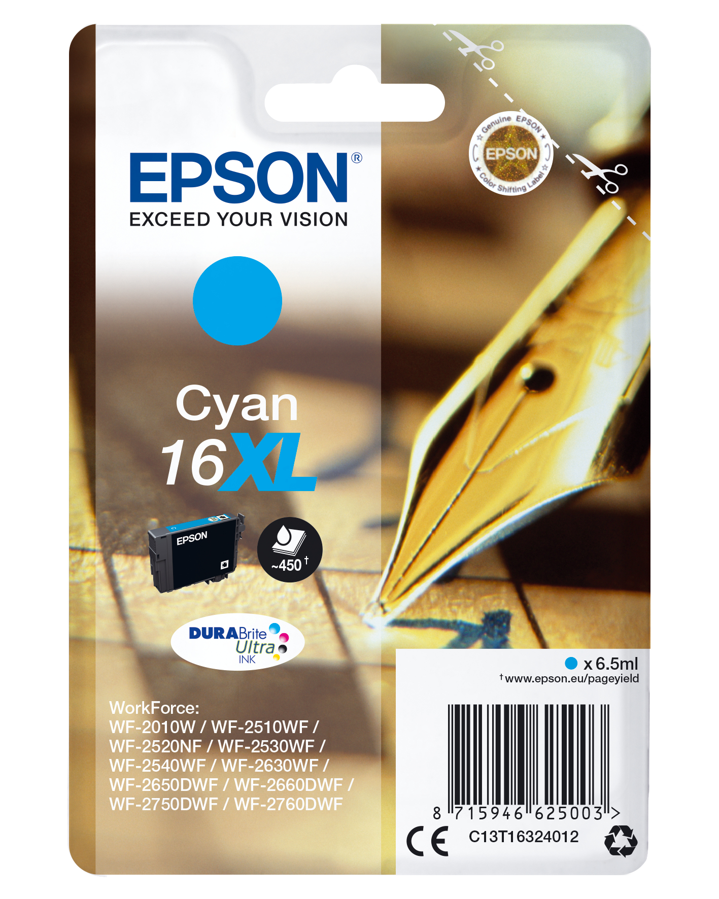 Epson 16XL - 6.5 ml - XL - Cyan - Original - Blisterverpackung