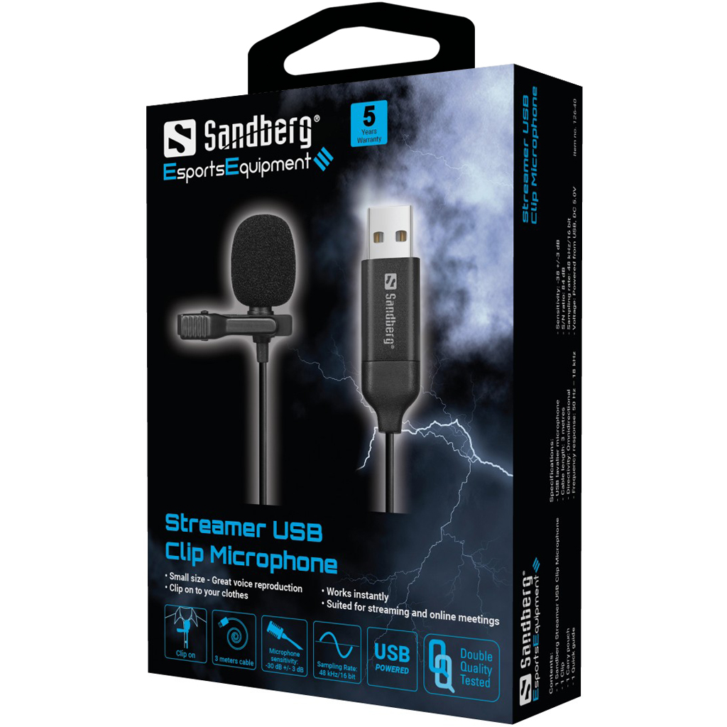 SANDBERG Streamer USB Clip Microphone