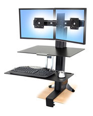 Ergotron WorkFit-S Dual Workstation with Worksurface Standing Desk - Befestigungskit (Spannbefestigung für Tisch, Spalte, 2 Drehgelenke, Querstange, Tastatur-Tablett, Arbeitsoberfläche)