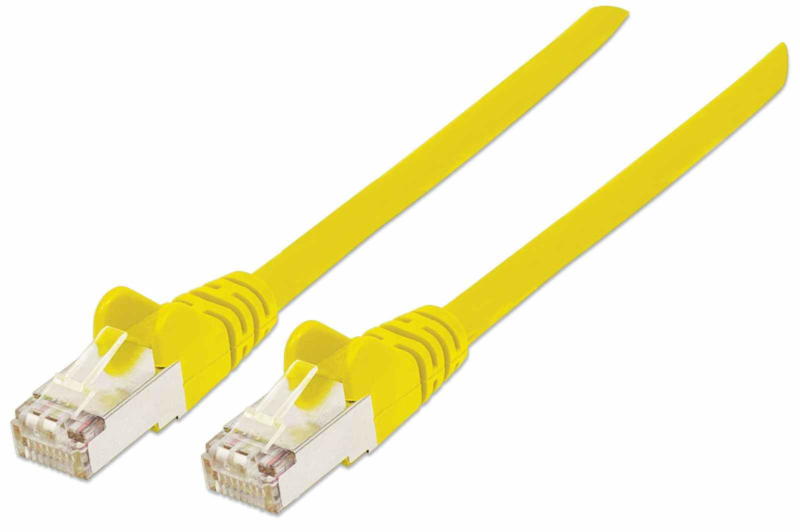 Intellinet Network Patch Cable, Cat7 Cable/Cat6A Plugs, 0.5m, Yellow, Copper, S/FTP, LSOH / LSZH, PVC, RJ45, Gold Plated Contacts, Snagless, Booted, Polybag - Patch-Kabel - RJ-45 (M)