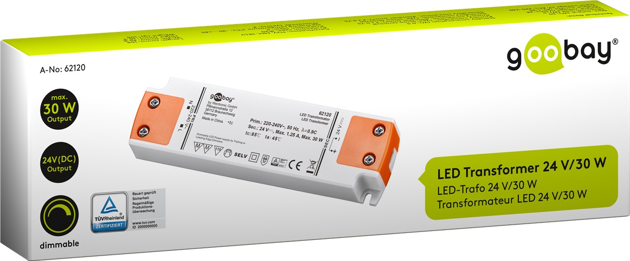 Goobay 62120 - Elektronischer Beleuchtungstransformator - Orange - Weiß - IP20 - -20 - 45 °C - CE - 30 W