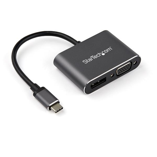 StarTech.com CDP2DPVGA USB-C Multiport Adapter (DisplayPort oder VGA, 4K 60Hz, Aluminium, 2-in-1-USB Typ C zu DP oder VGA)