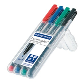 STAEDTLER Lumocolor 318 - Marker - permanent - Schwarz, Rot, Blau, Grün - 0.6 mm - fein (Packung mit 4)