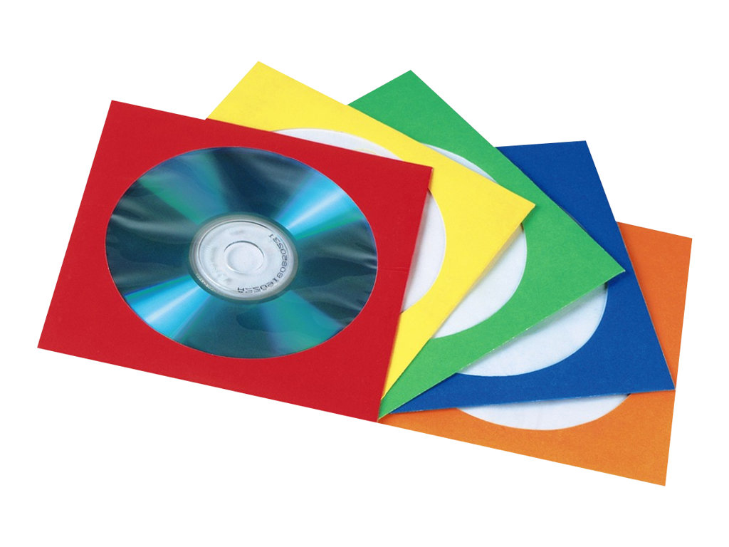 Hama Paper Protection Sleeves - CD-/DVD-Hülle - Kapazität: 1 CD/DVD - Blau, Gelb, Rot, grün, orange (Packung mit 100)