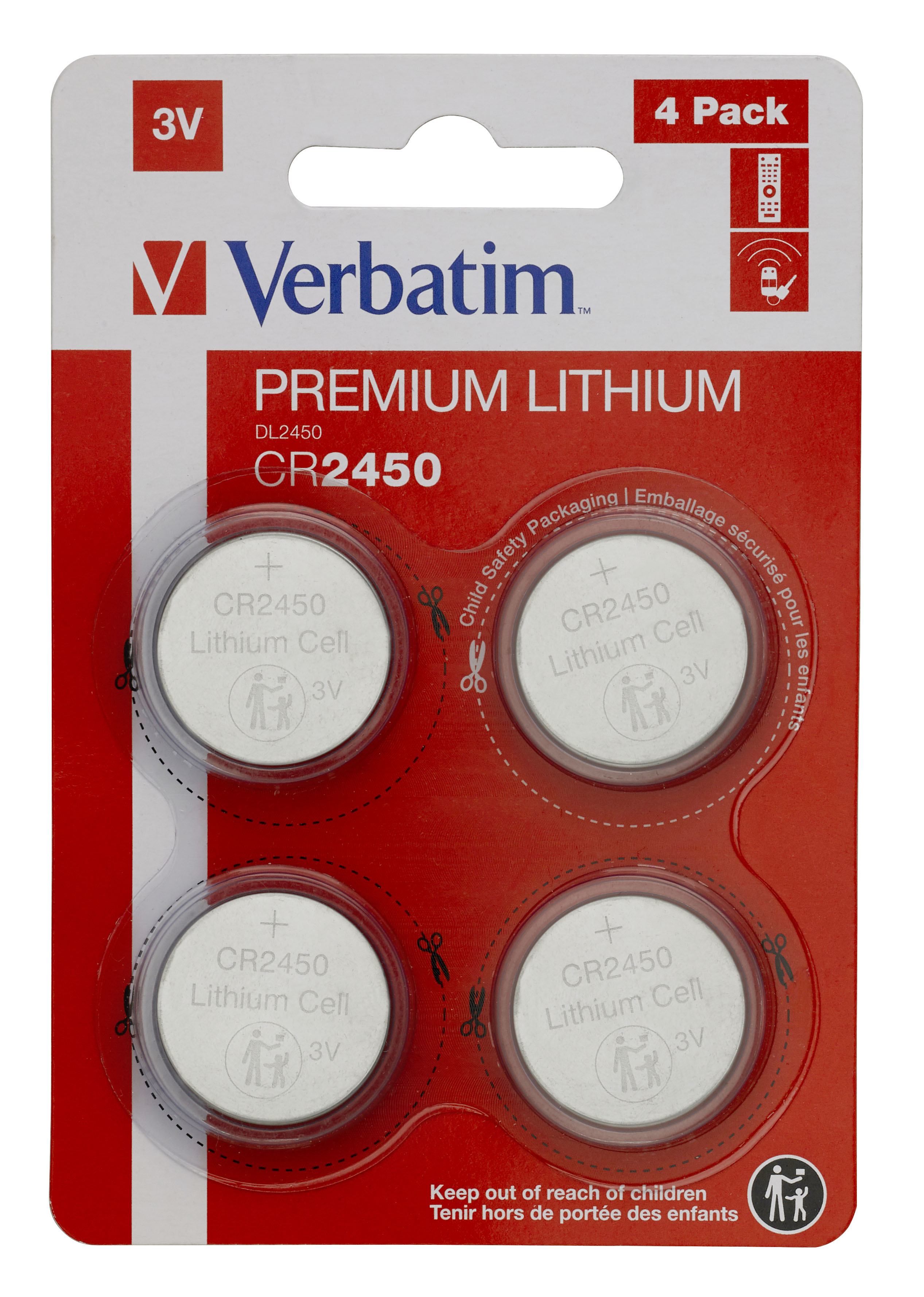 Verbatim Batterie 4 x CR2450 - Li