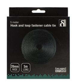 Deltaco Hook and loop fastener cable ties width 20mm 5m black