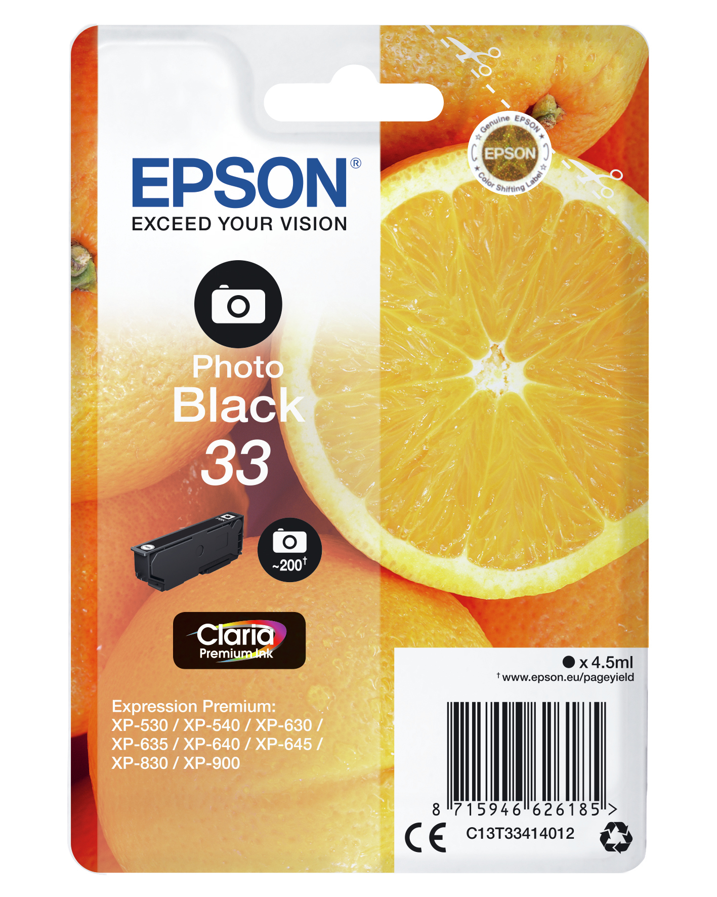 Epson 33 - 4.5 ml - Photo schwarz - Original