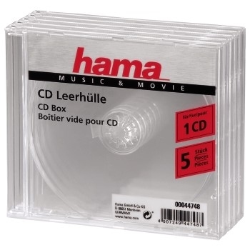 Hama CD-Hülle - Kapazität: 1 CD - durchsichtig (Packung mit 5)