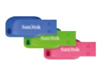 SanDisk Cruzer Blade - USB-Flash-Laufwerk - 16 GB - USB 2.0 - Blau, grün, pink (Packung mit 3)