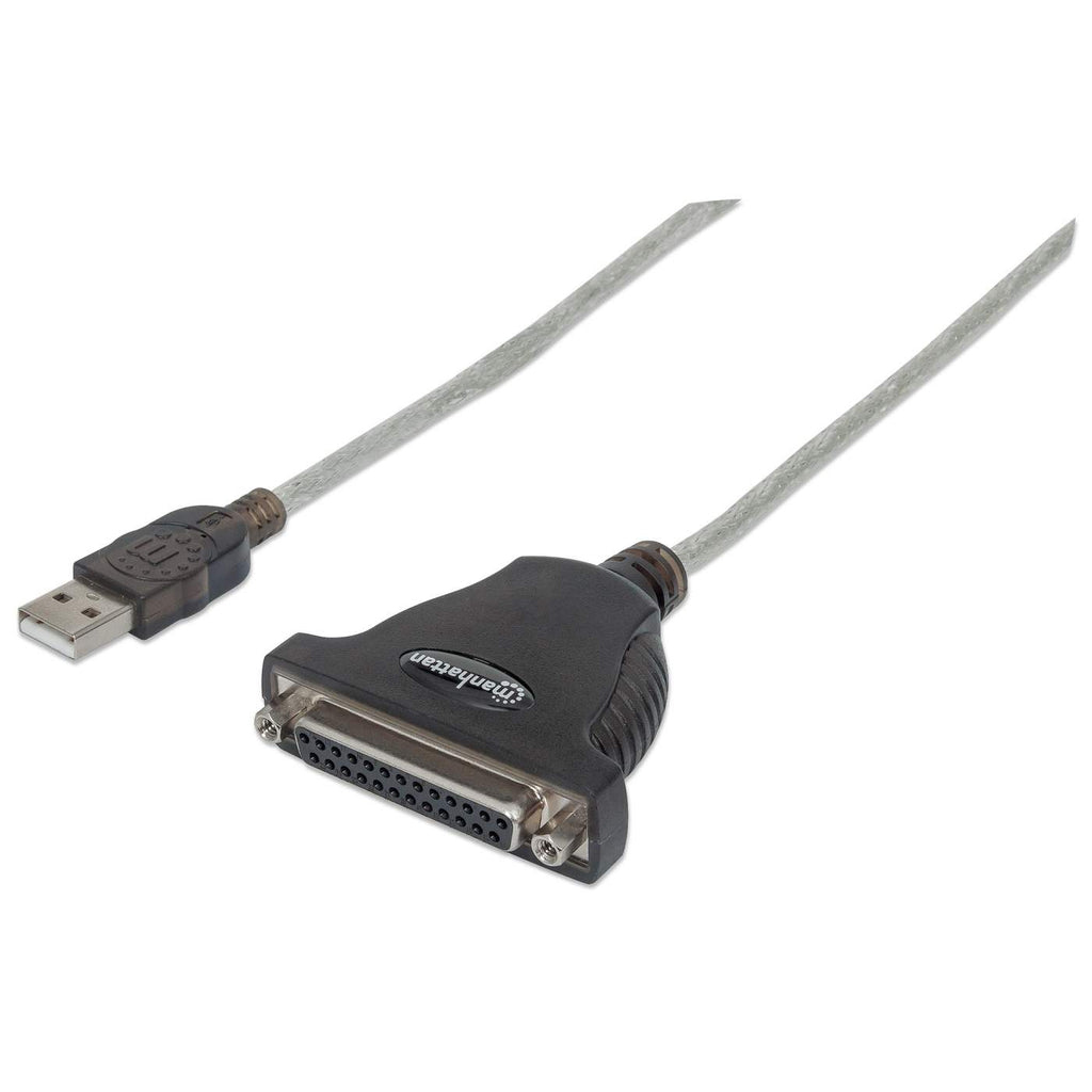 Manhattan USB-A to Parallel Printer DB25 Converter Cable, 1.8m, Male to Female, 1.2Mbps, IEEE 1284, Bus power, Black, Three Year Warranty, Blister - USB-/Parallelkabel - USB (M)