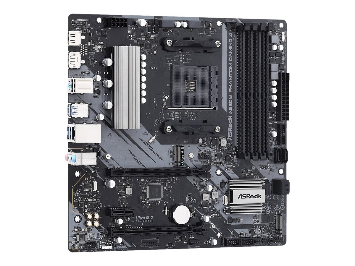 ASRock A520M Phantom Gaming 4 - Motherboard - micro ATX - Socket AM4 - AMD A520 Chipsatz - USB 3.2 Gen 1 - Gigabit LAN - Onboard-Grafik (CPU erforderlich)