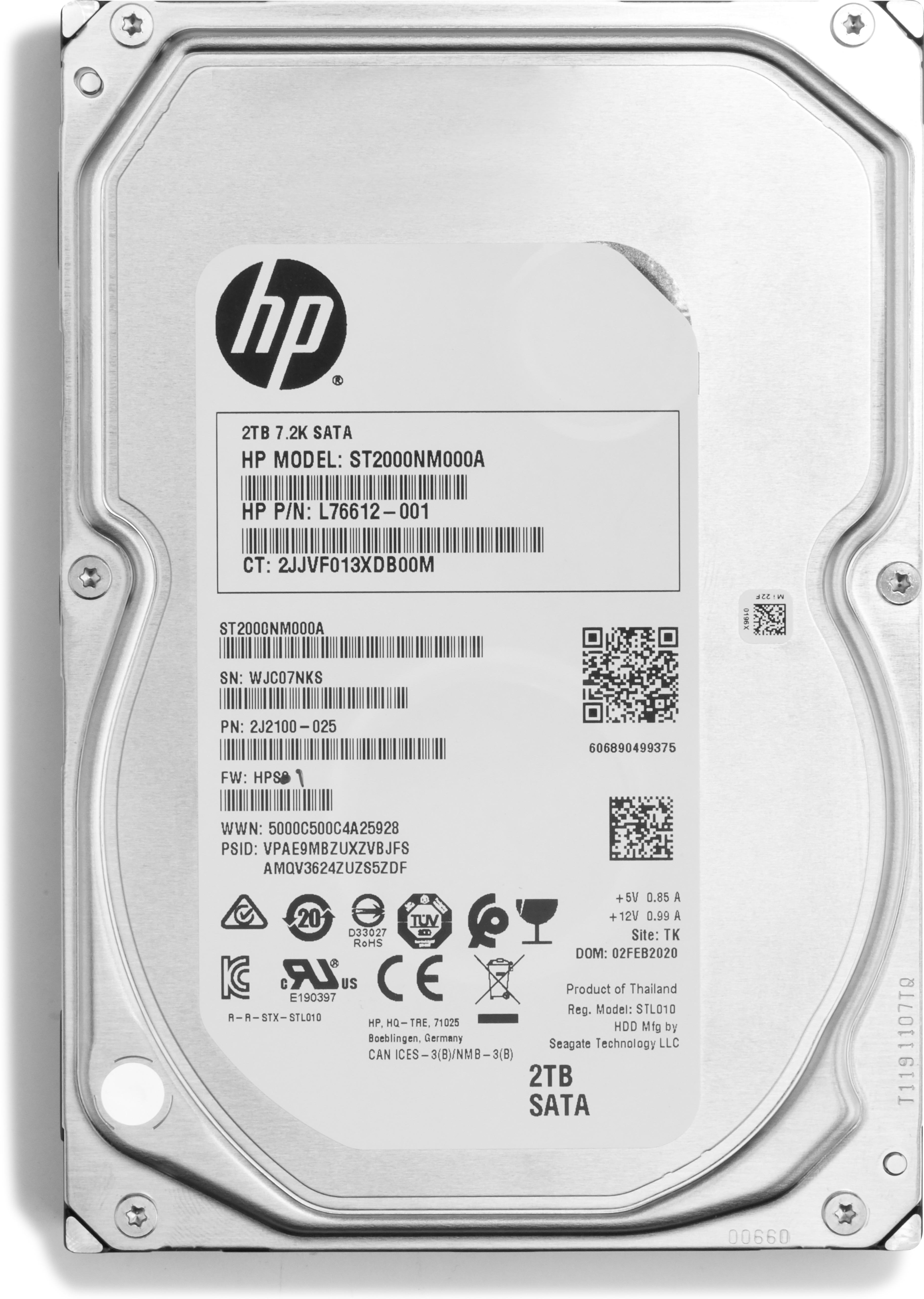 HP  Festplatte - 2 TB - intern - 3.5" (8.9 cm) - SATA 6Gb/s - 7200 rpm - für Workstation Z4 G4 (3.5")