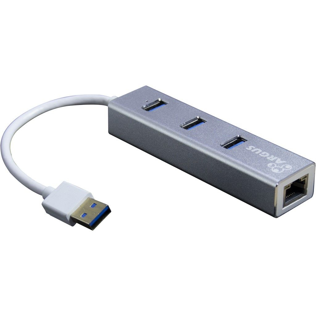 Inter-Tech Argus IT-310-S - Hub - 3 x SuperSpeed USB 3.0 + 1 x 10/100/1000