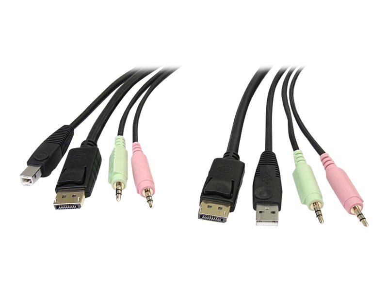 StarTech.com 1,8m 4-in-1 USB DisplayPort KVM-Switch Kabel mit Audio und Mikrofon - Video- / USB- / Audio-Kabel - USB, mini-phone stereo 3.5 mm, DisplayPort (M)