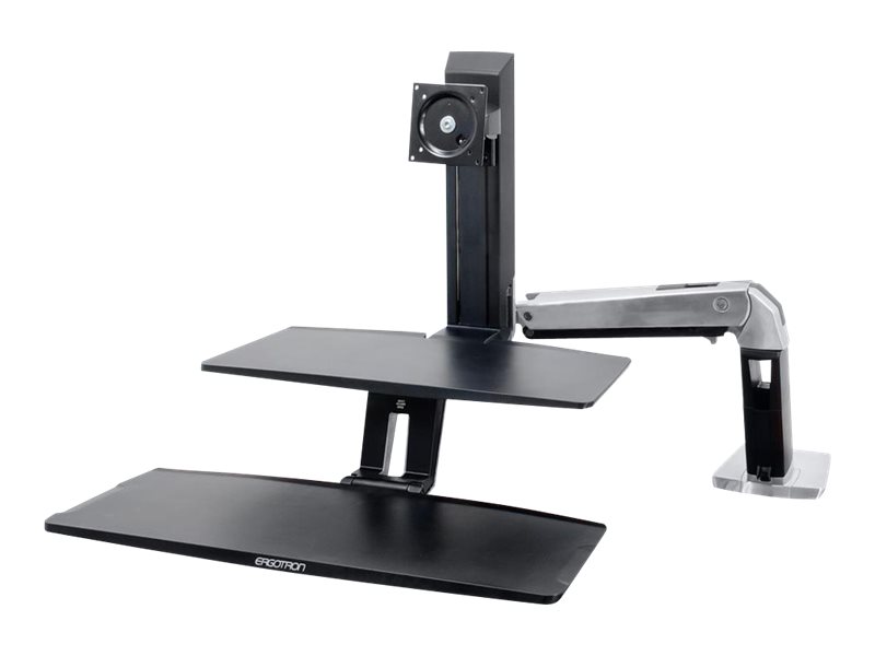 Ergotron WorkFit-A Single HD Workstation with Suspended Keyboard Standing Desk - Befestigungskit (Spannbefestigung für Tisch, Pivot, Flexibler Arm, Tastatur-Tablett, Arbeitsoberfläche, Hubarm, Halterung für Tastaturablage)