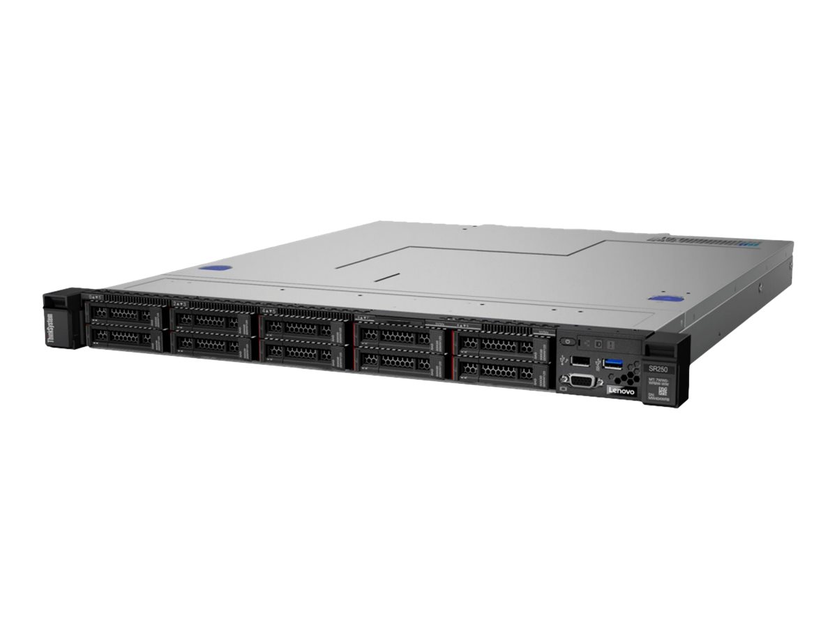 Lenovo ThinkSystem SR250 7Y52 - Server - Rack-Montage - 1U - 1-Weg - 1 x Xeon E-2276G / 3.8 GHz - RAM 16 GB - SATA - Hot-Swap 6.4 cm (2.5")